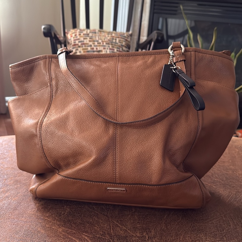 COACH - Rich Brown Leather Carrie Tote with Silver Hardware-F23284